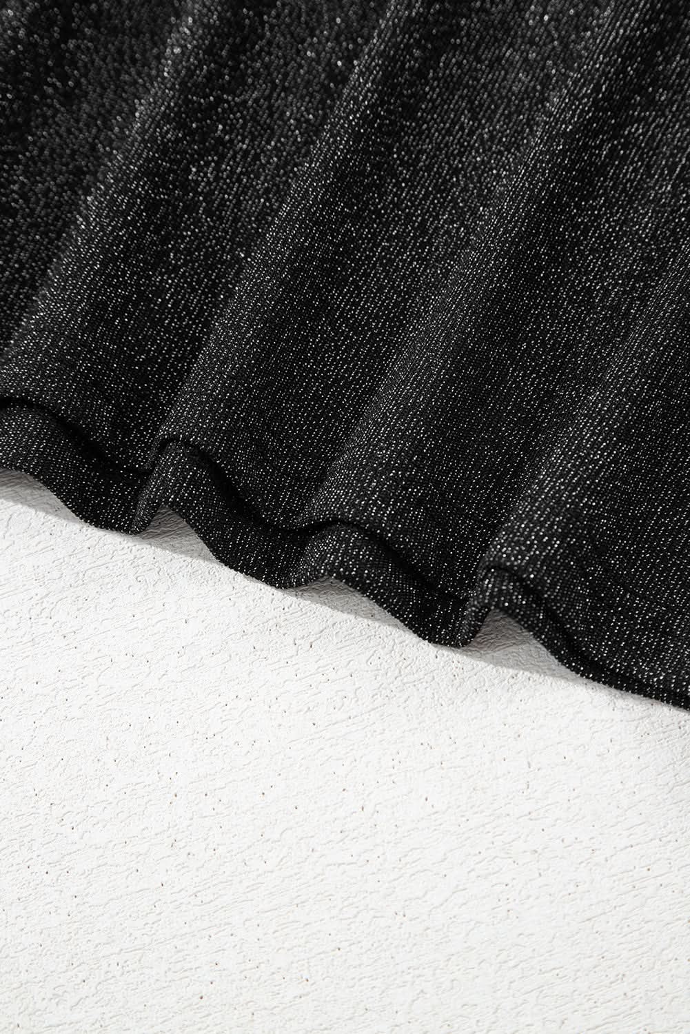 Black Bow Decor Glittery Short Sleeve Top Black 71.5%Polyamide+23.9%Metallized fibres+4.6%Elastane