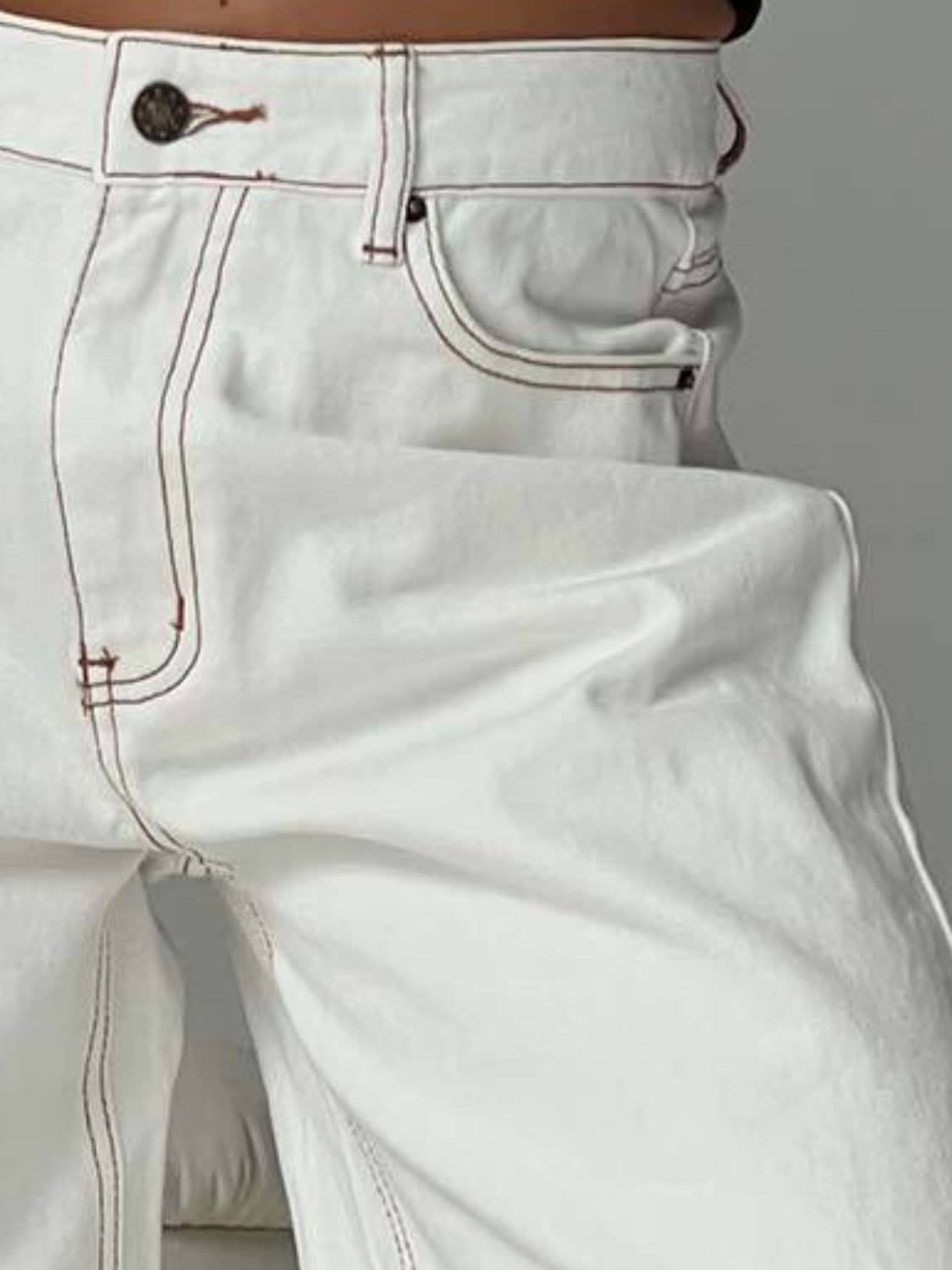 Wide Leg Drizzle Jeans with Pockets - High-Waisted Denim for Everyday Wear