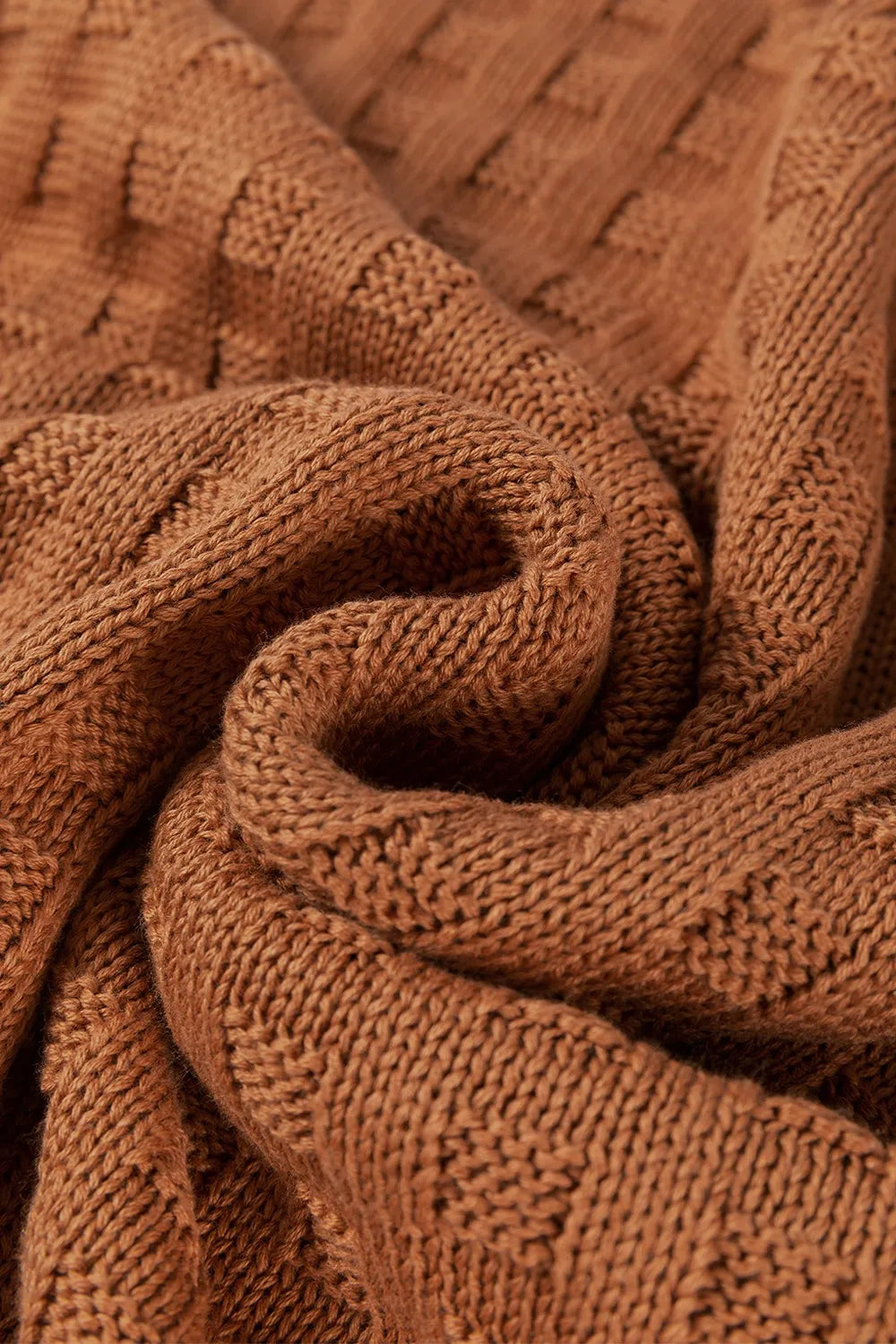 Textured Pattern Round Neck Sweater Vest Caramel