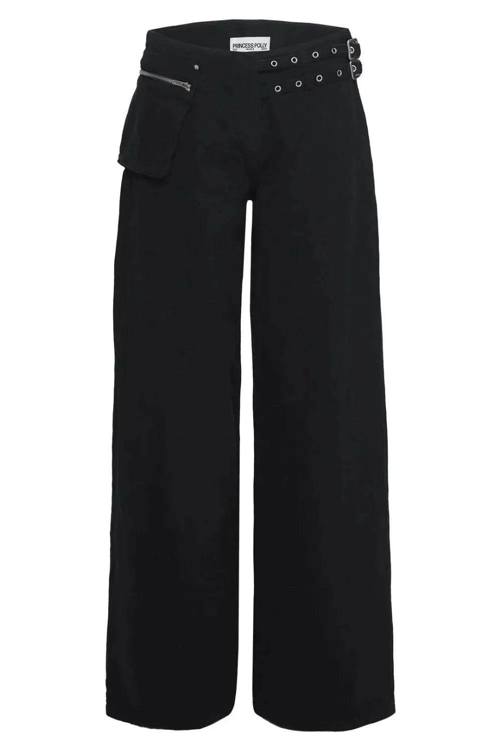 Wide Leg Jeans with Pockets Black