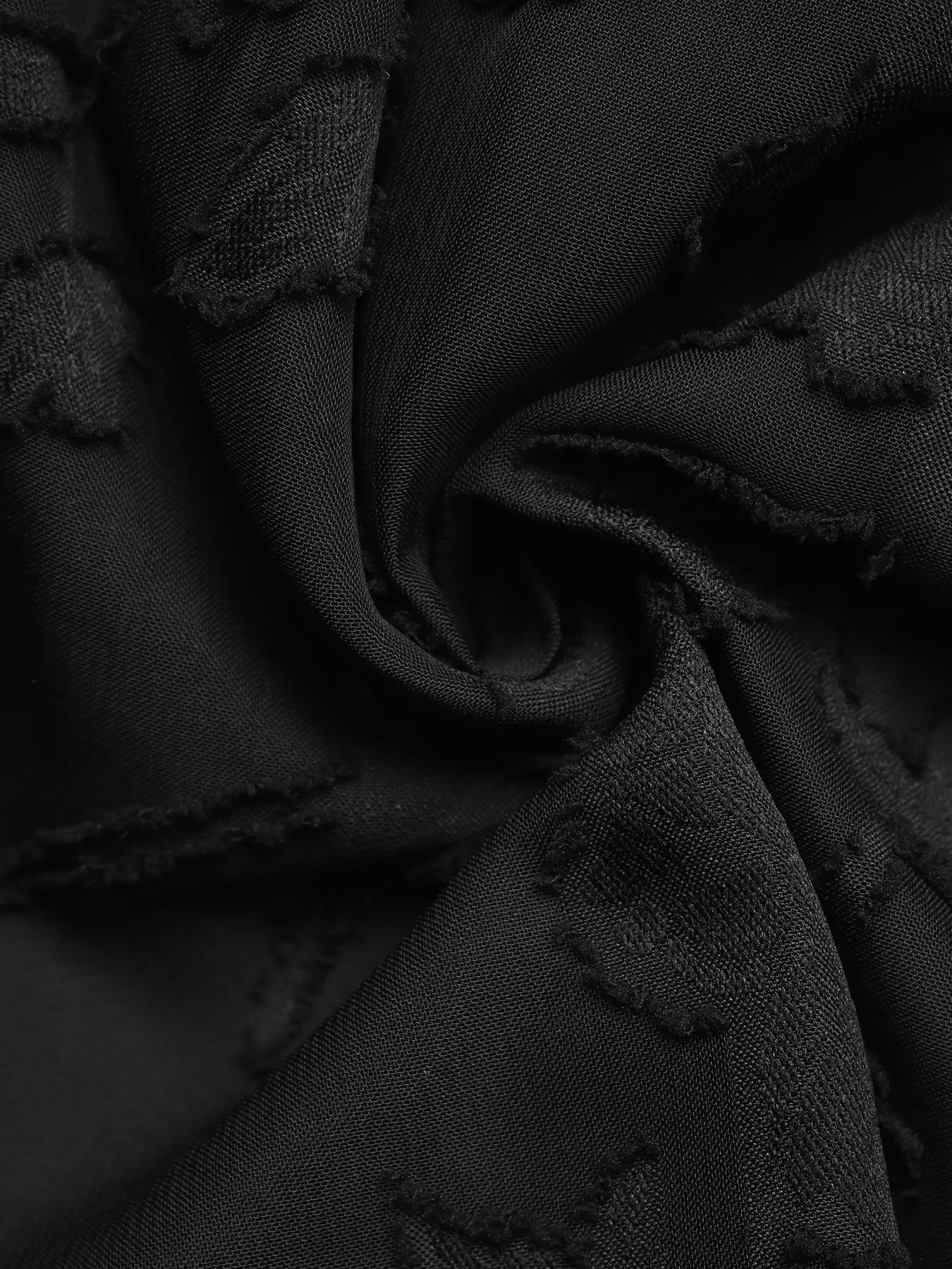 Button-Front Balloon Sleeve Mini Dress Black