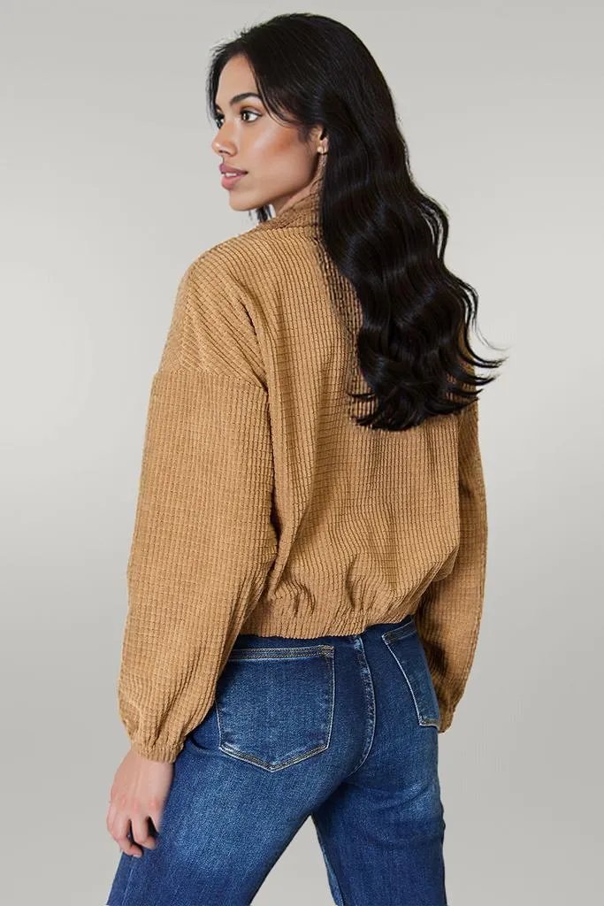 Perfee Long Sleeve Dropped Shoulder Jacket