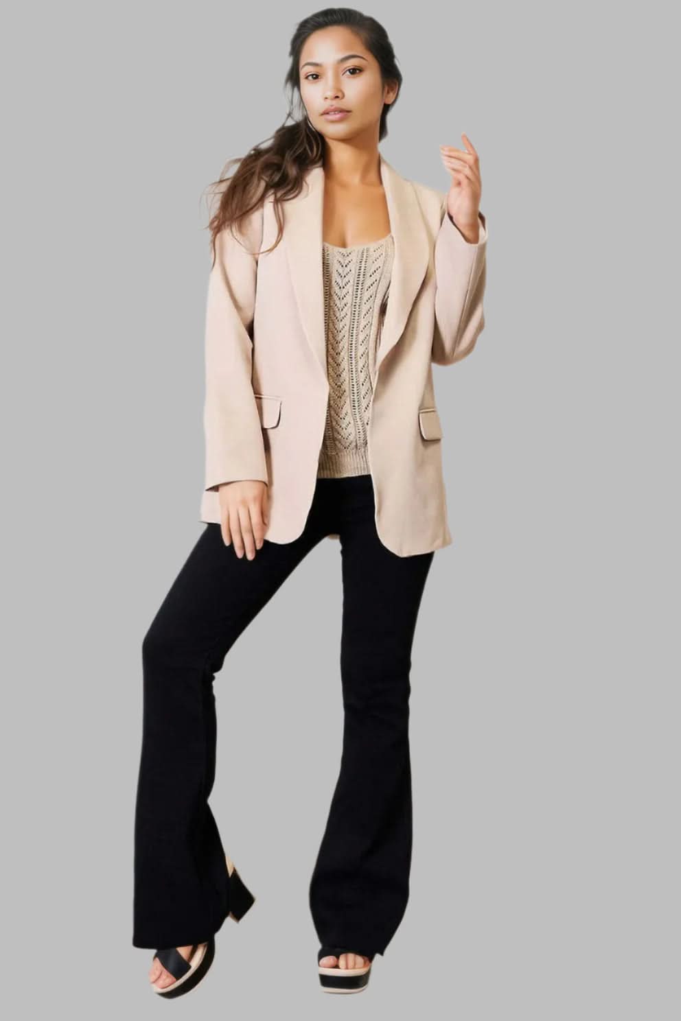 Devine Shawl Collar Long Sleeve Blazer