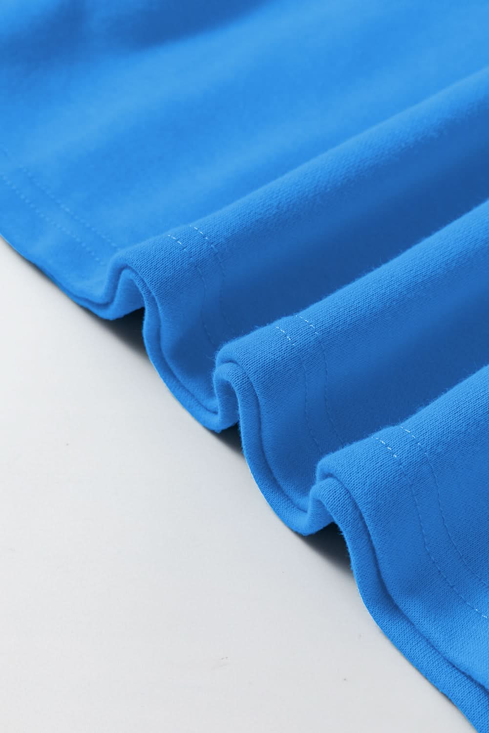 Sky Blue Solid Color Drop Shoulder Long Sleeve Basic Sweatshirt Sky Blue 50%Polyester+50%Cotton