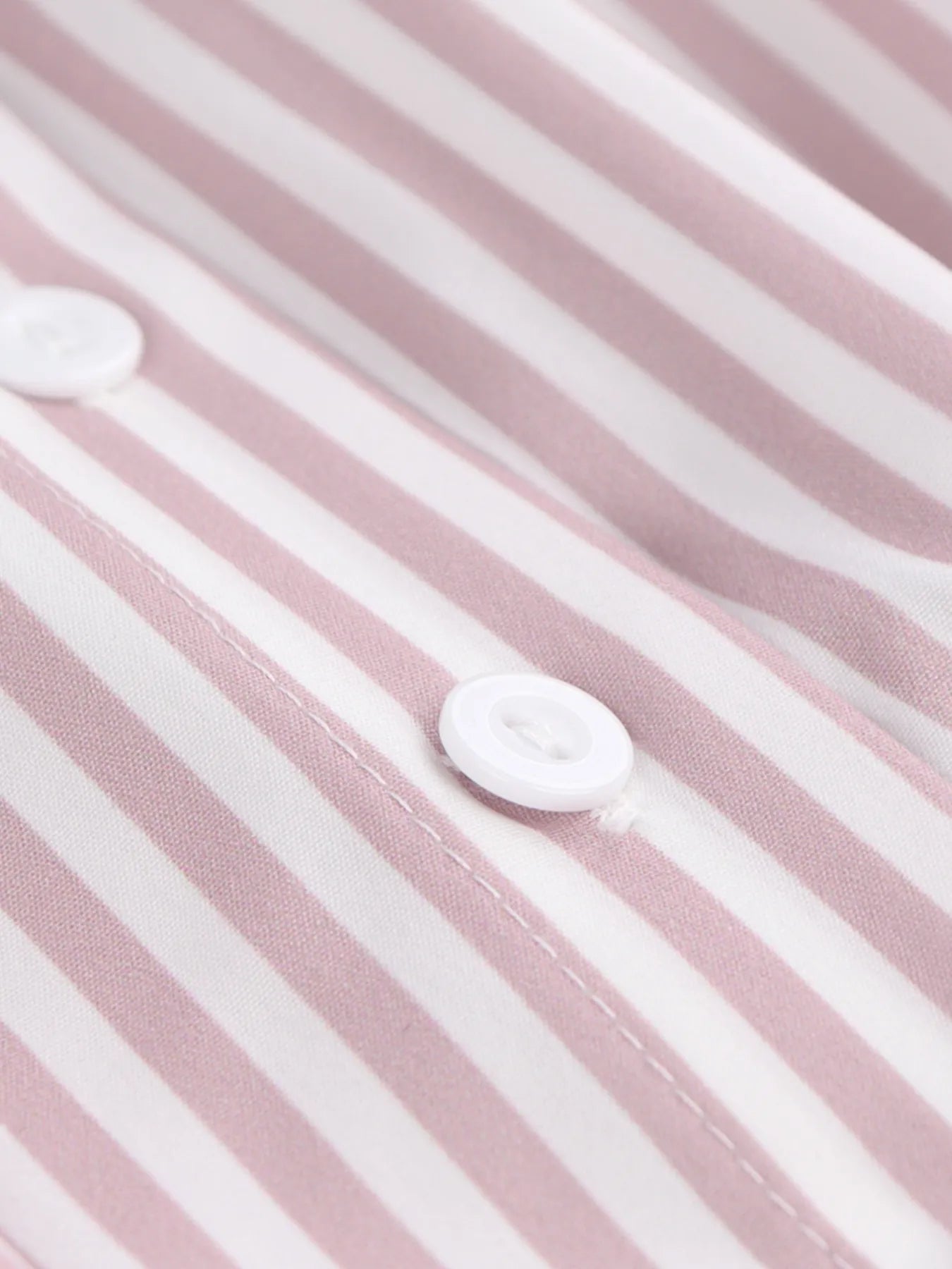 Striped Short Sleeve Button-Up Shirt Blush Pink