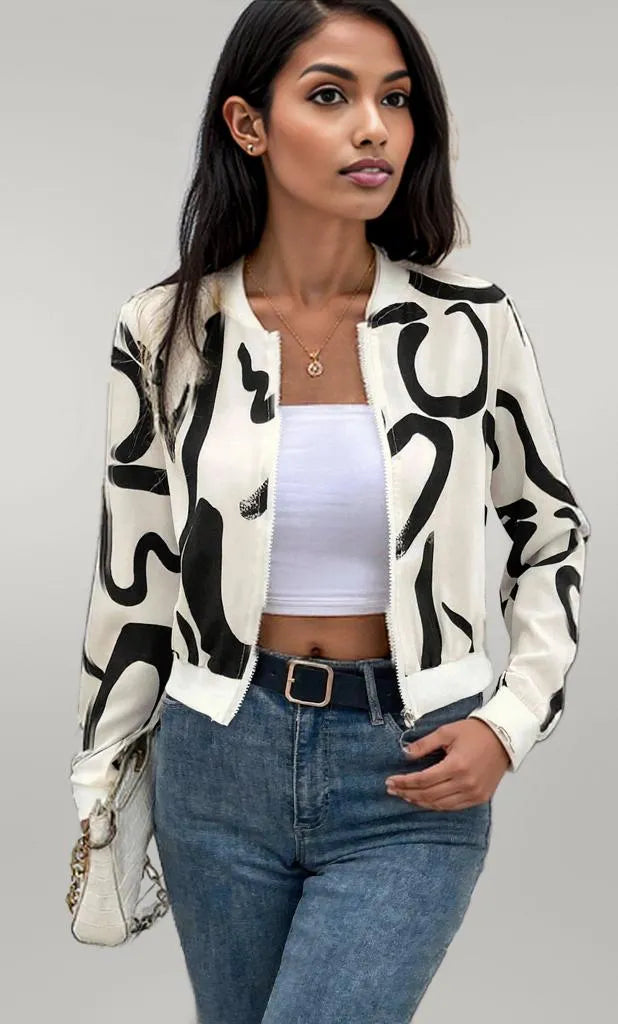 Number Print Zip Up Jacket