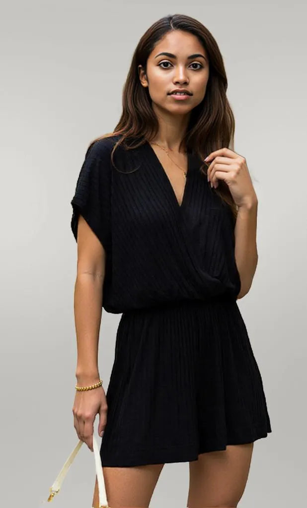 Surplice Short Sleeve Romper
