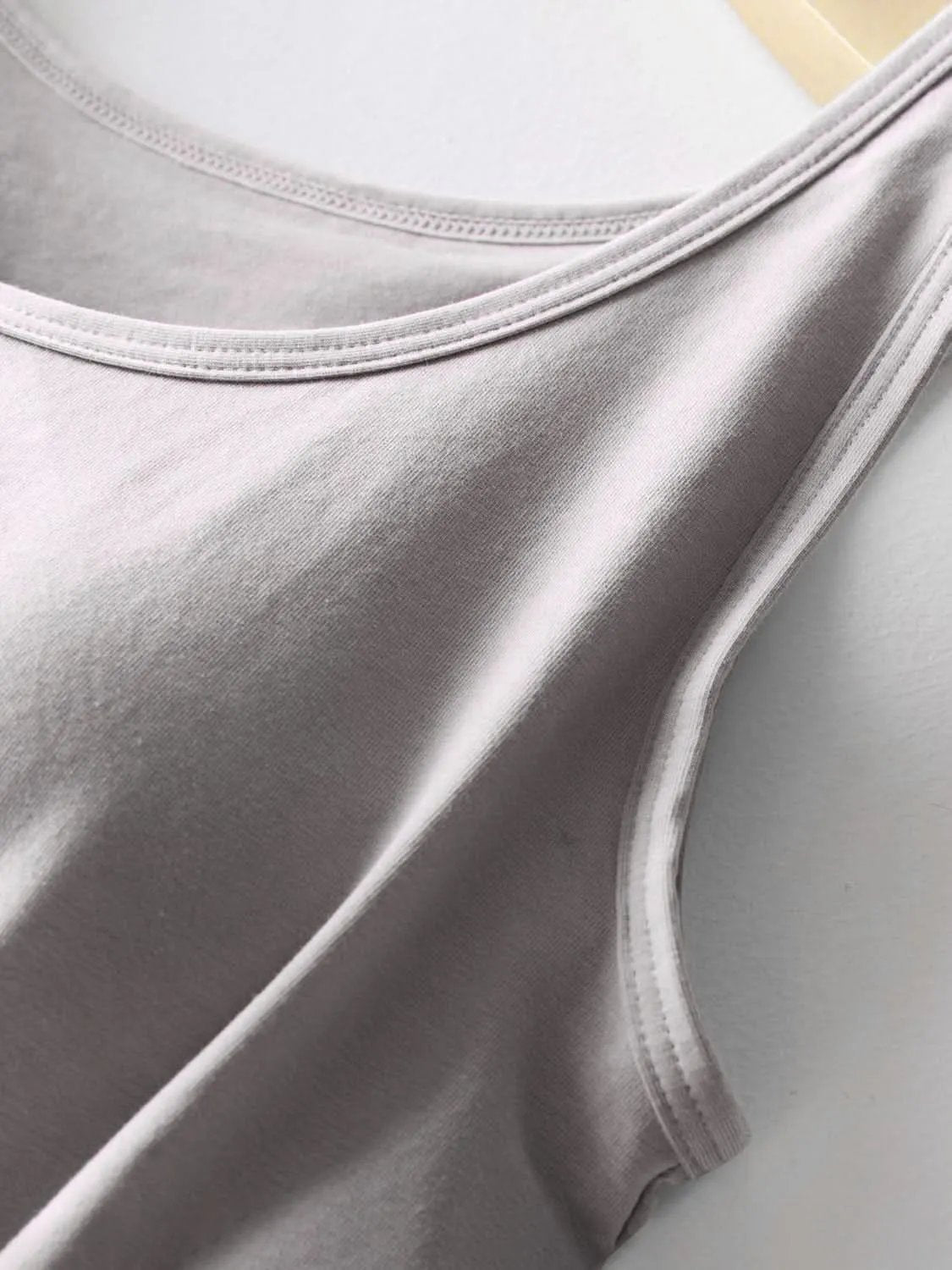 Round Neck Tank with Bra Gray