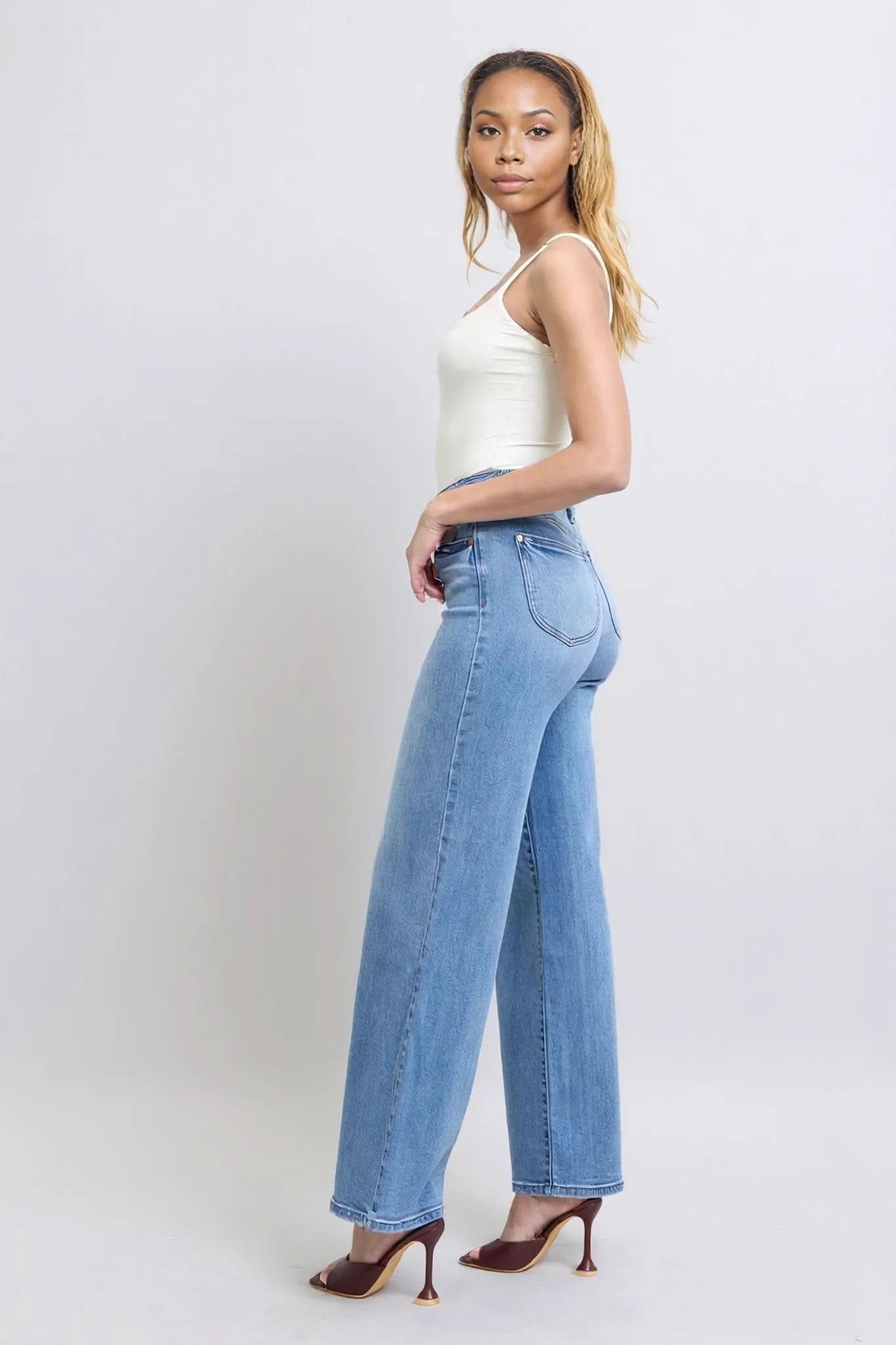 Judy Blue Full Size Wide Leg Jeans with Pockets Medium