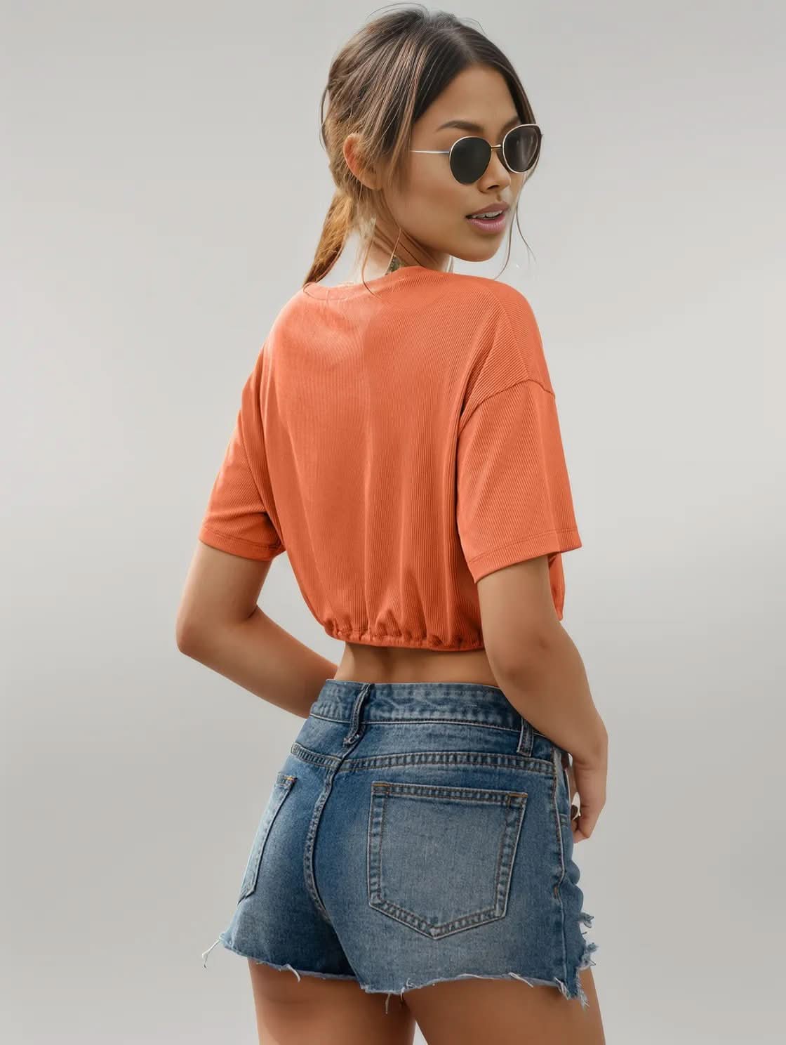 Ivy Lane Drawstring Round Neck Short Sleeve T-Shirt