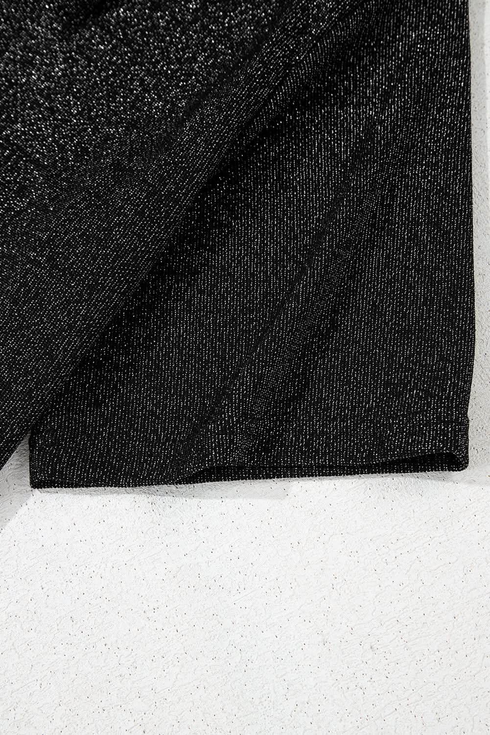 Black Bow Decor Glittery Short Sleeve Top Black 71.5%Polyamide+23.9%Metallized fibres+4.6%Elastane