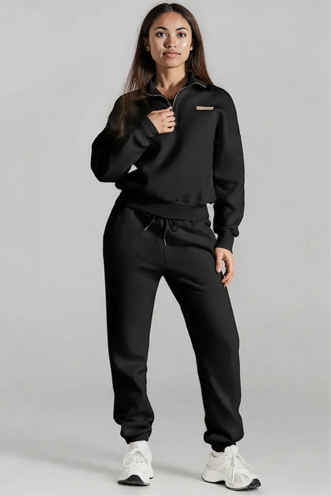 Quarter Zip Top and Drawstring Pants Active Set