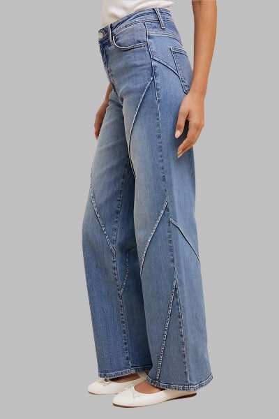 Annie Wear Decorative Seams Wide Leg Jeans