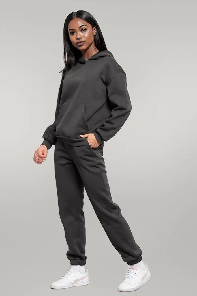 Drop Shoulder Long Sleeve Hoodie and Pants Set