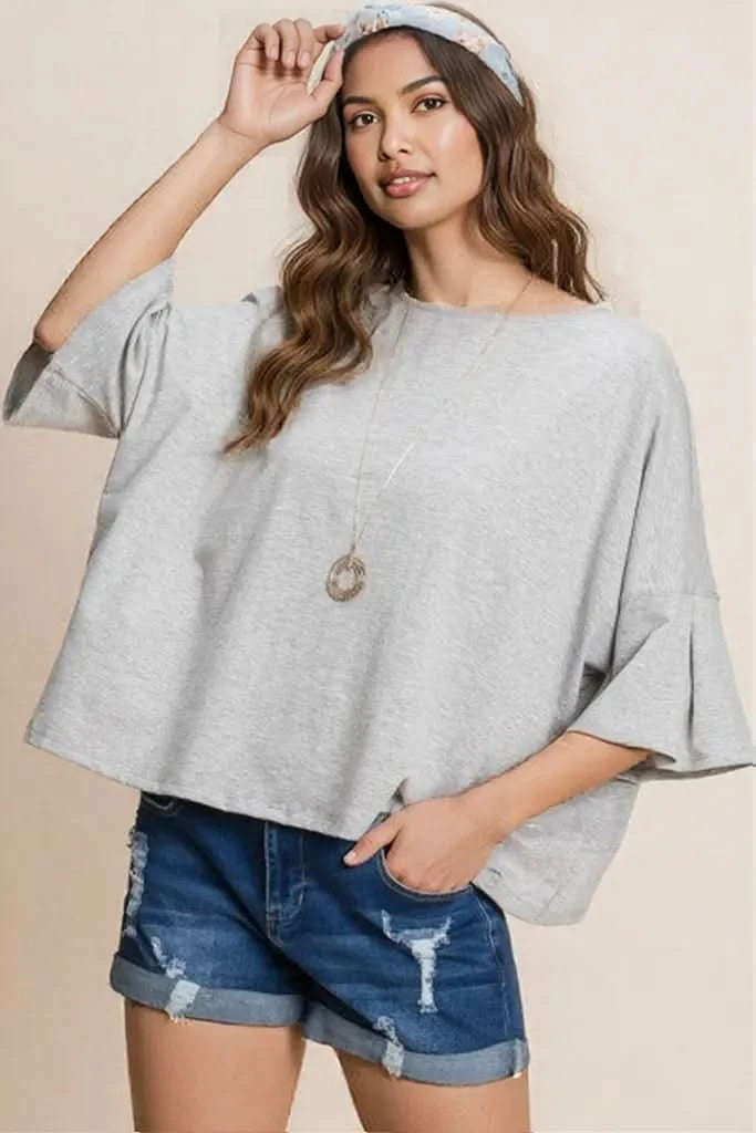 Solid Cotton Casual Top