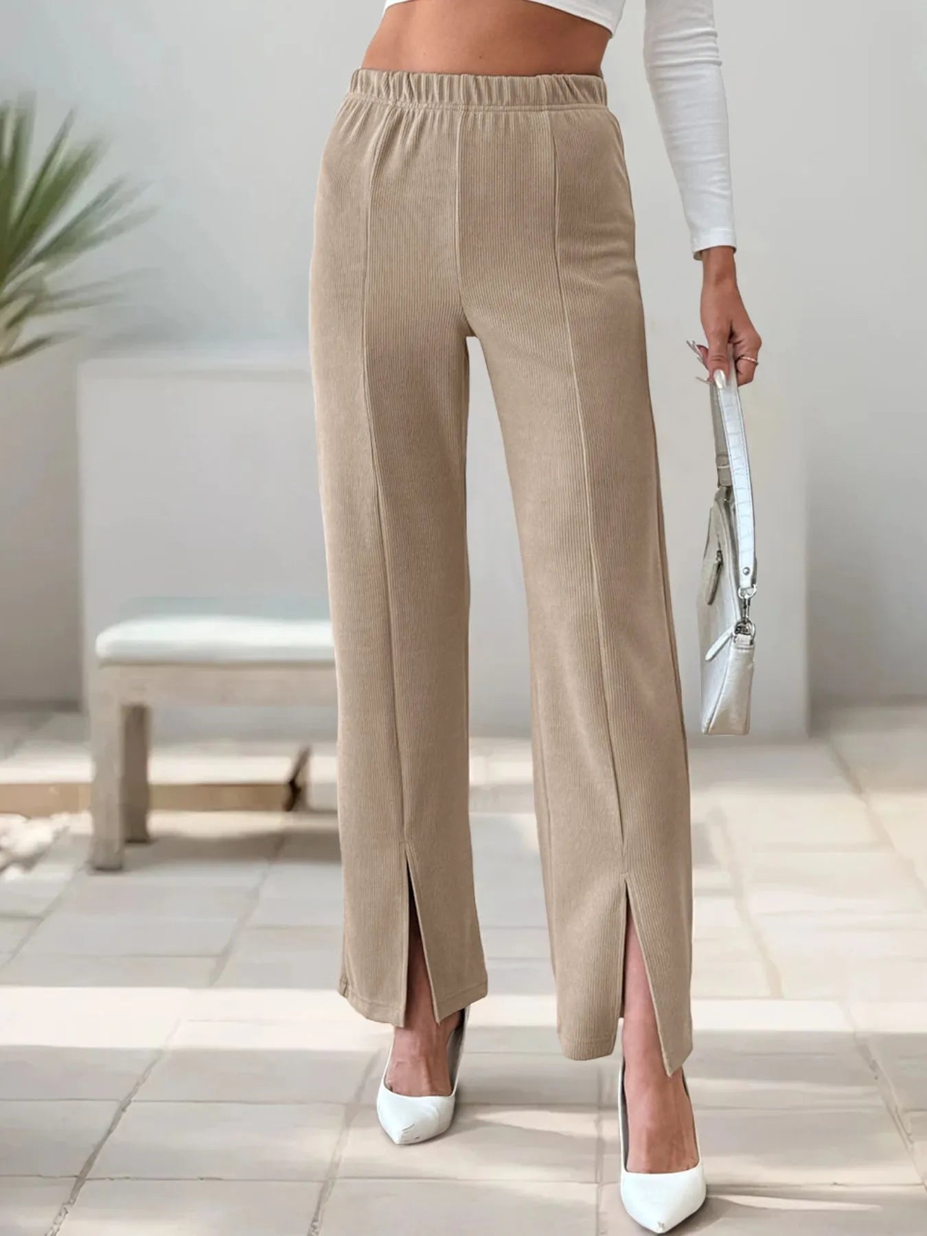High-Waisted Slit Pants