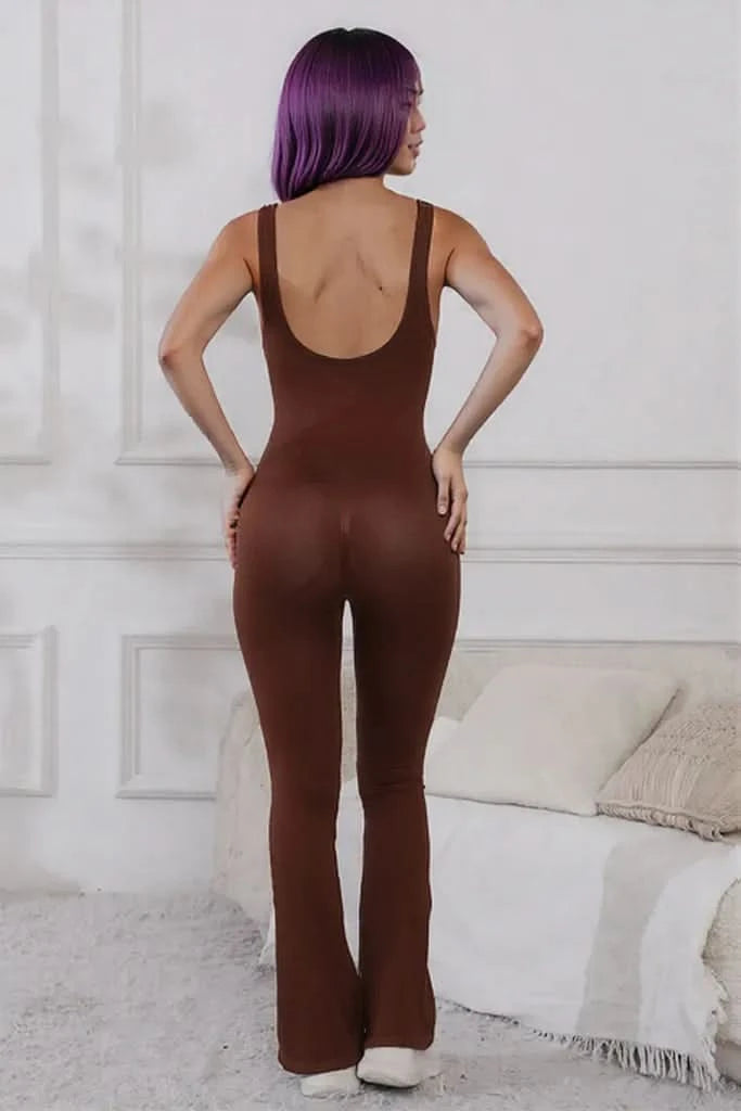Scoop Neck Wide Strap Active Jumpsuit