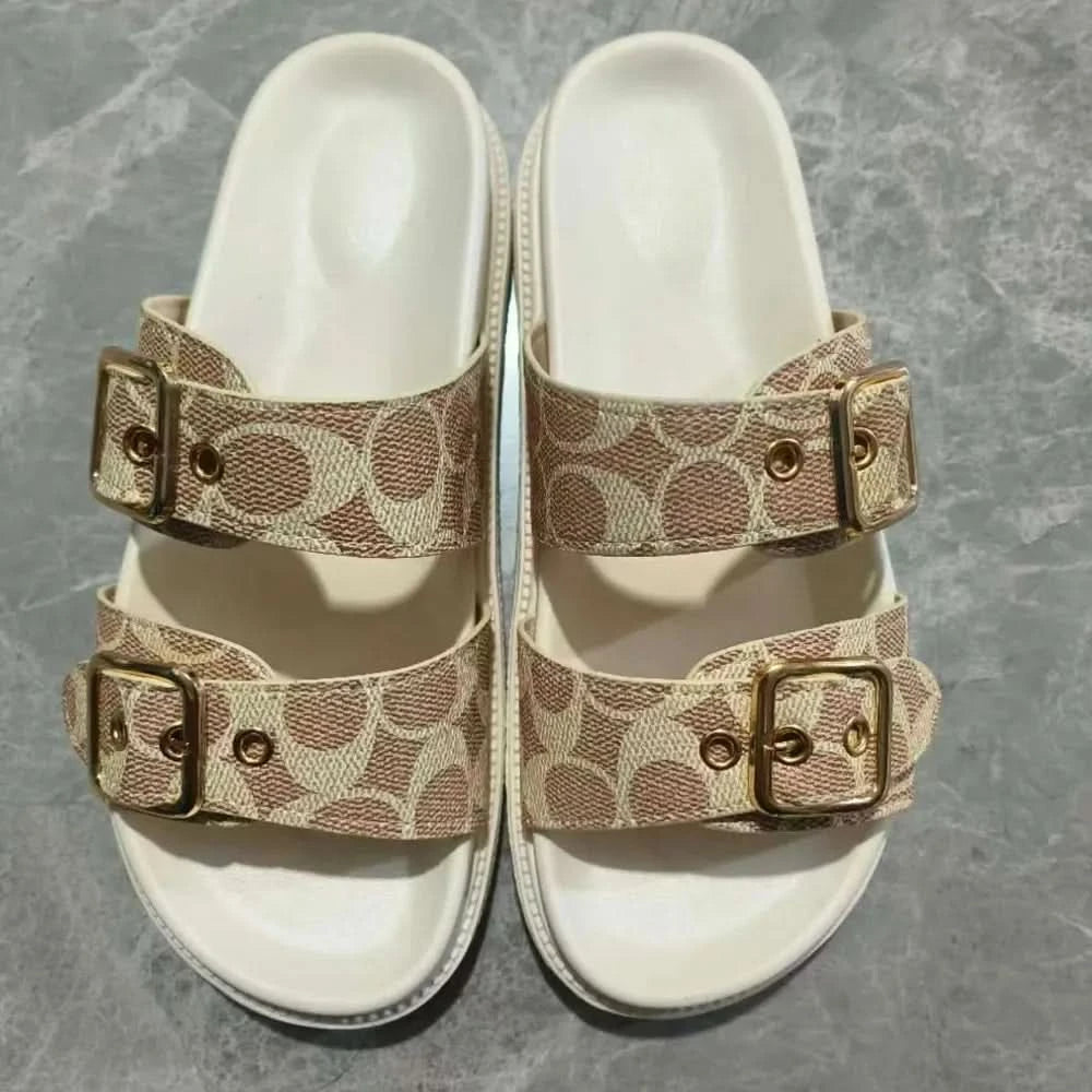 Open Toe Double Buckle Sandals