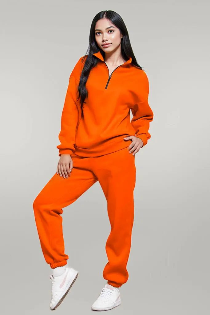 Half Zip Long Sleeve Sweatshirt and Pants Set