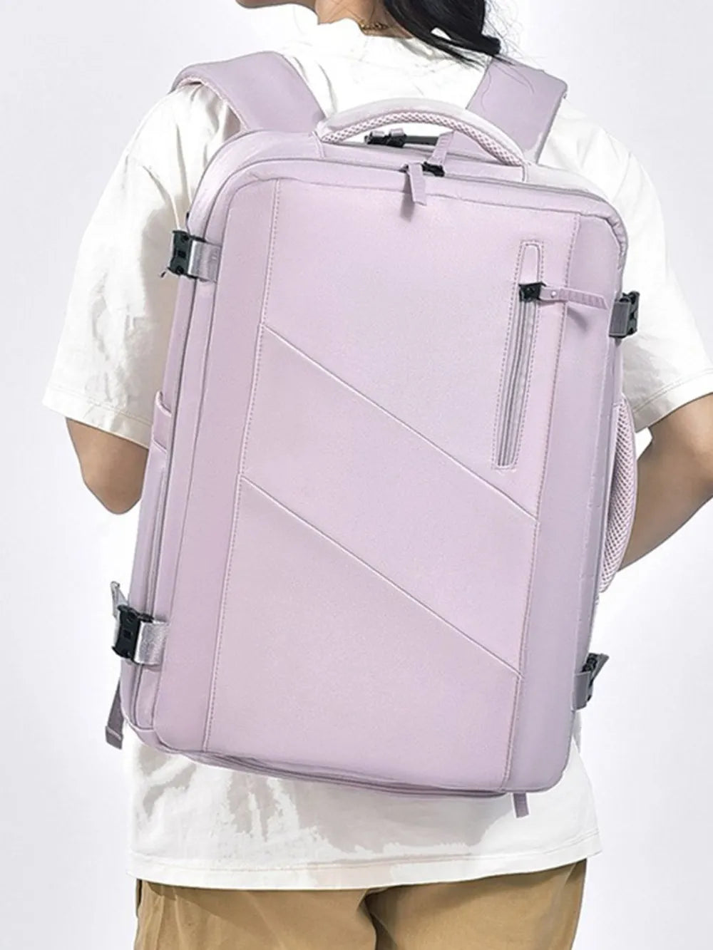 Oxford Cloth Adjustable Straps Backpack Bag Lilac One Size