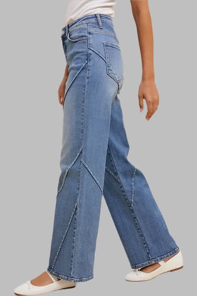 Annie Wear Decorative Seams Wide Leg Jeans