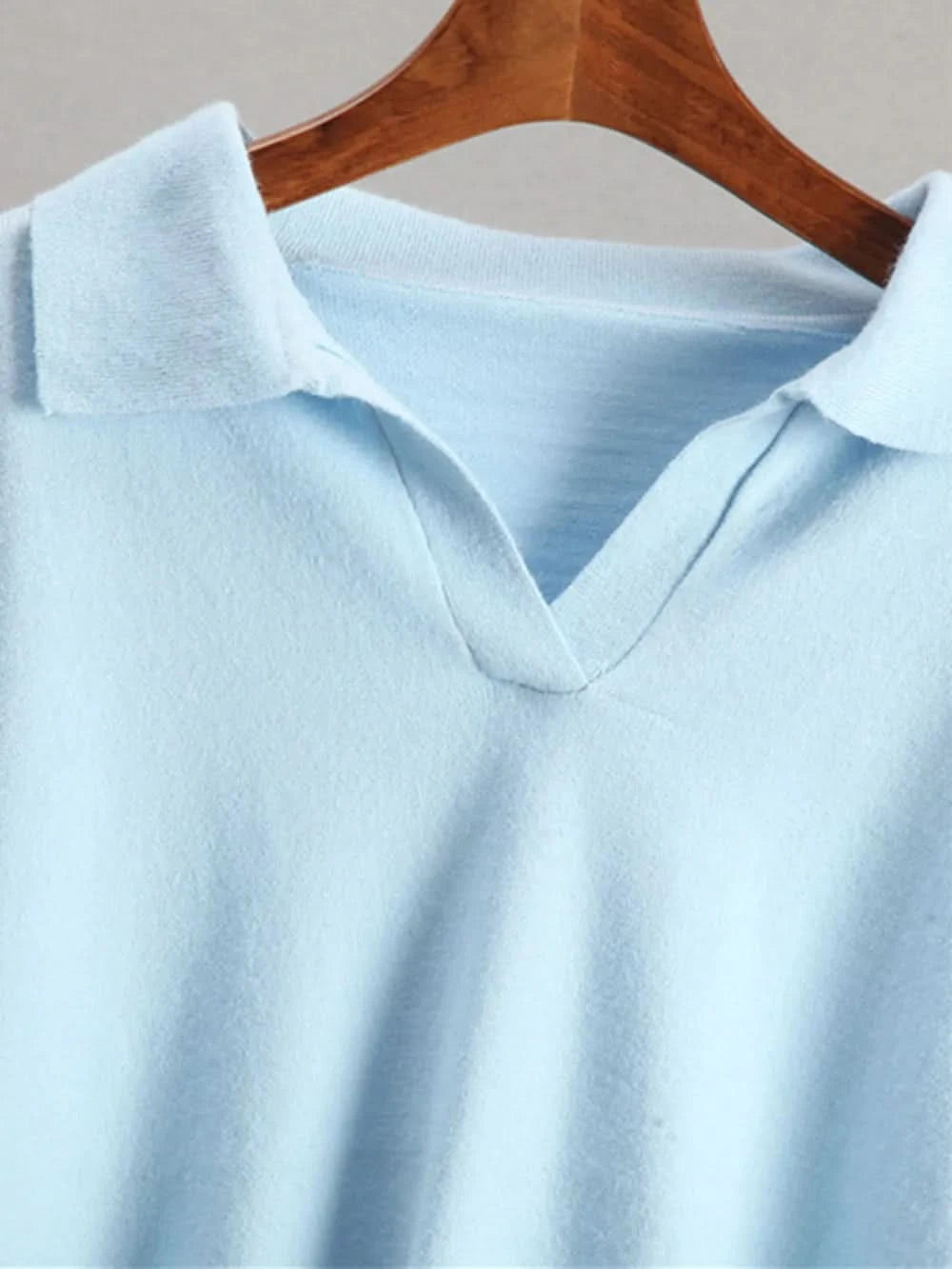 Johnny Collar Long Sleeve Top and Pants Sweater Set Light Blue One Size