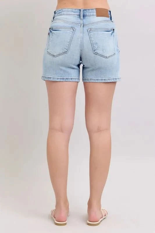 Judy Blue Full Size Mid Rise Washed Denim Shorts