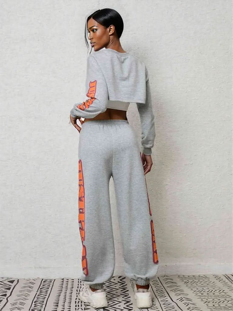 Cropped Sweatshirt and Sweatpants Set