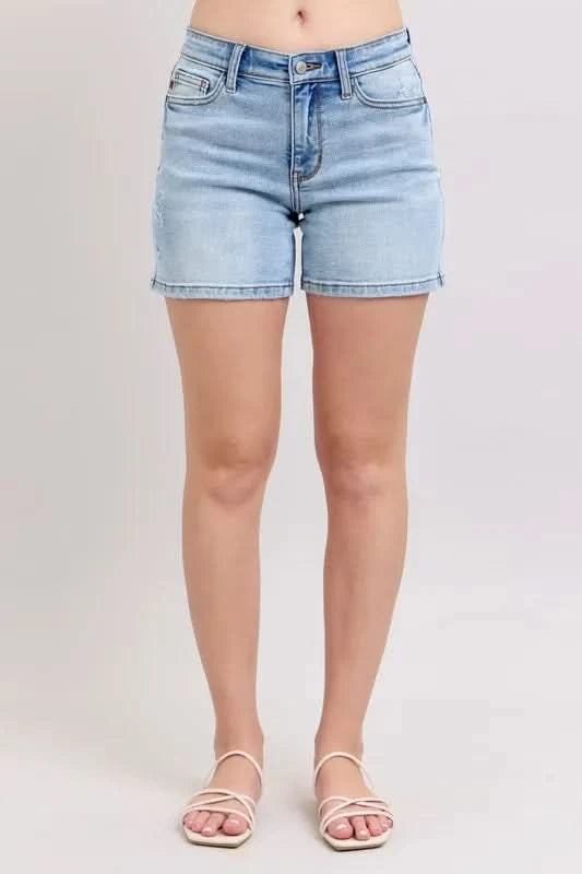 Judy Blue Full Size Mid Rise Washed Denim Shorts