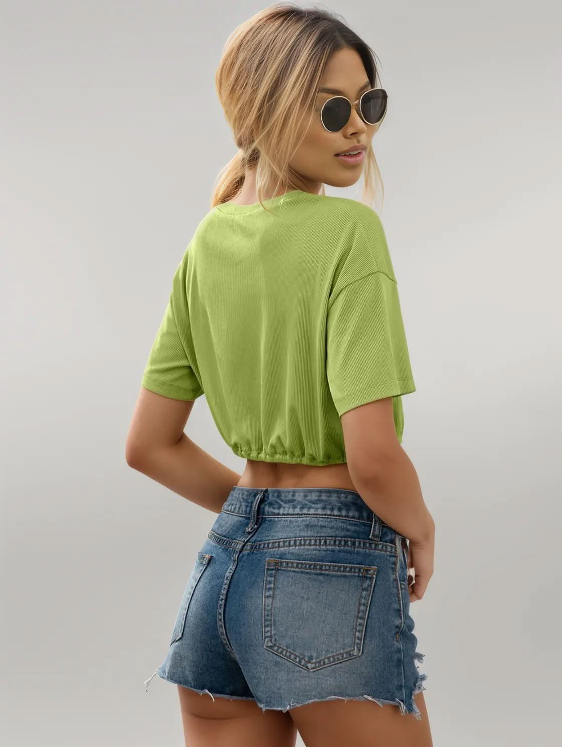 Ivy Lane Drawstring Round Neck Short Sleeve T-Shirt