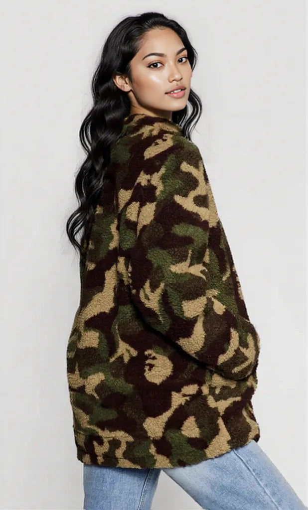 Camouflage Zip Up Oversized Jacket