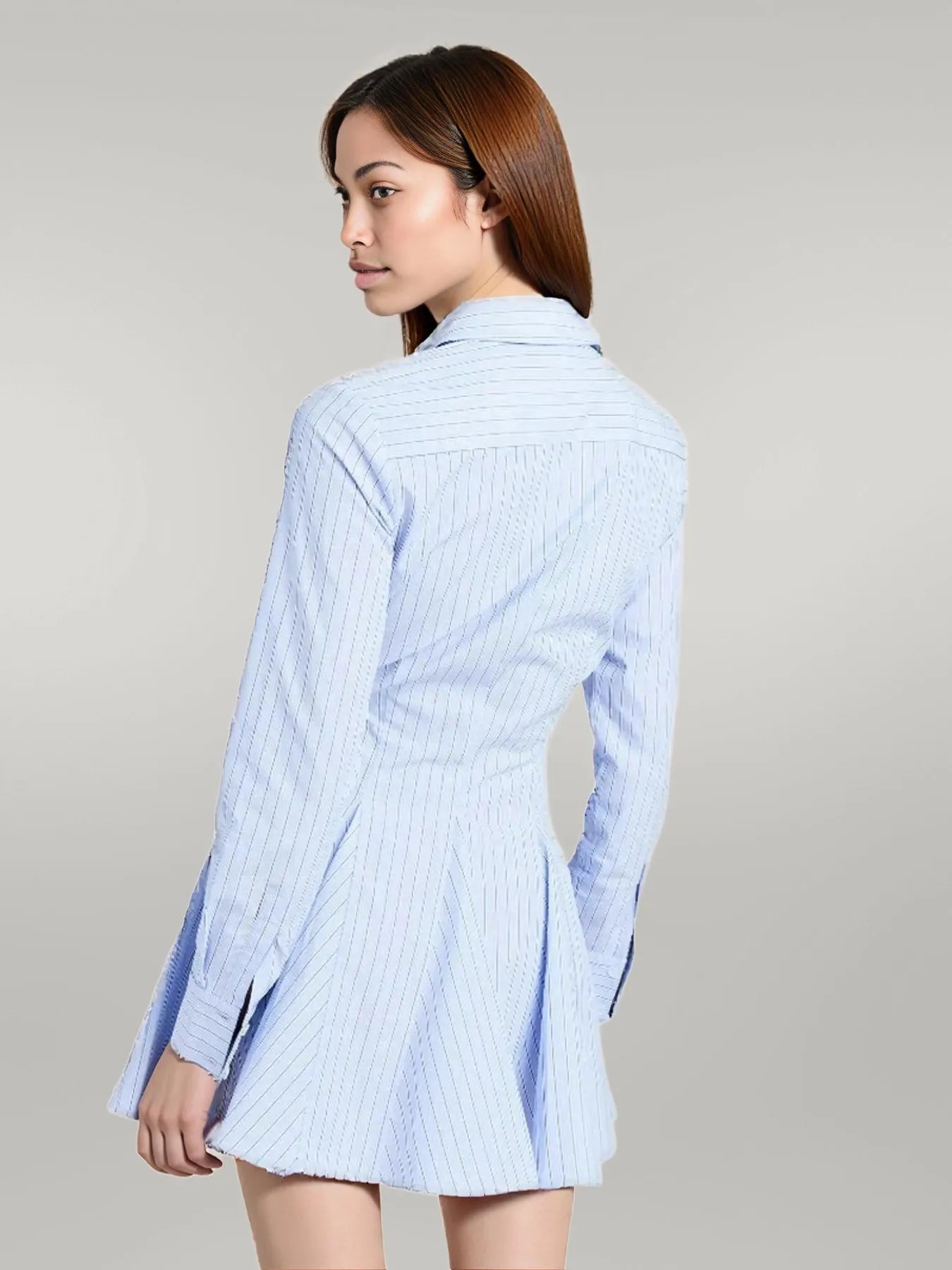 Striped Button Up Shirt Dress
