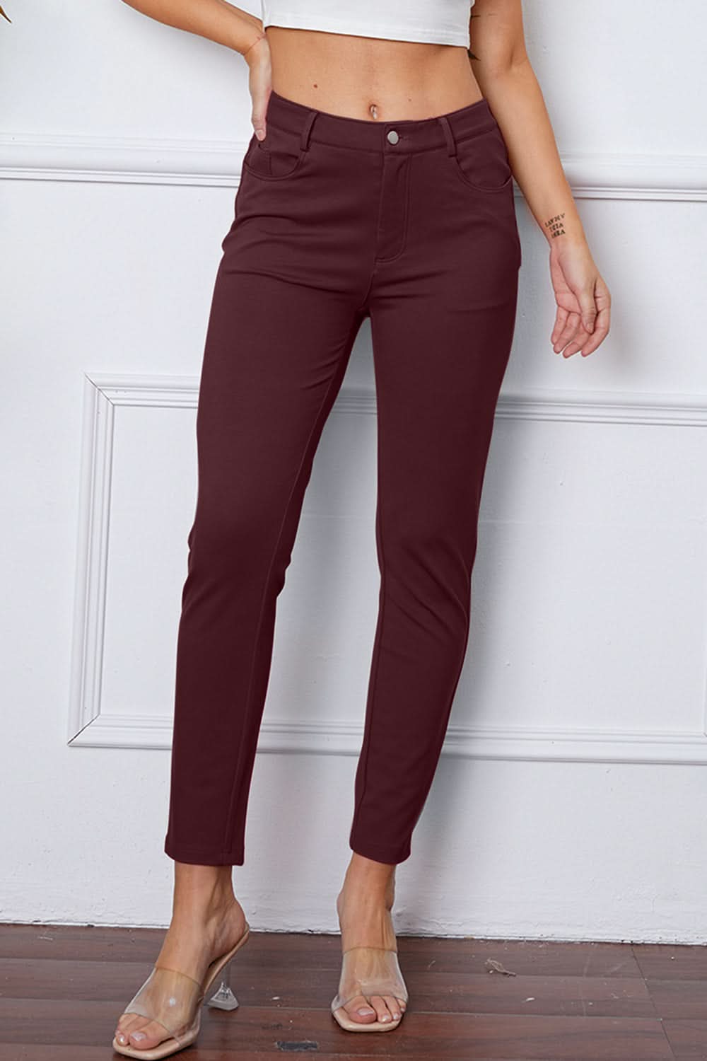 StretchyStitch Pants by Basic Bae Dusty Blue