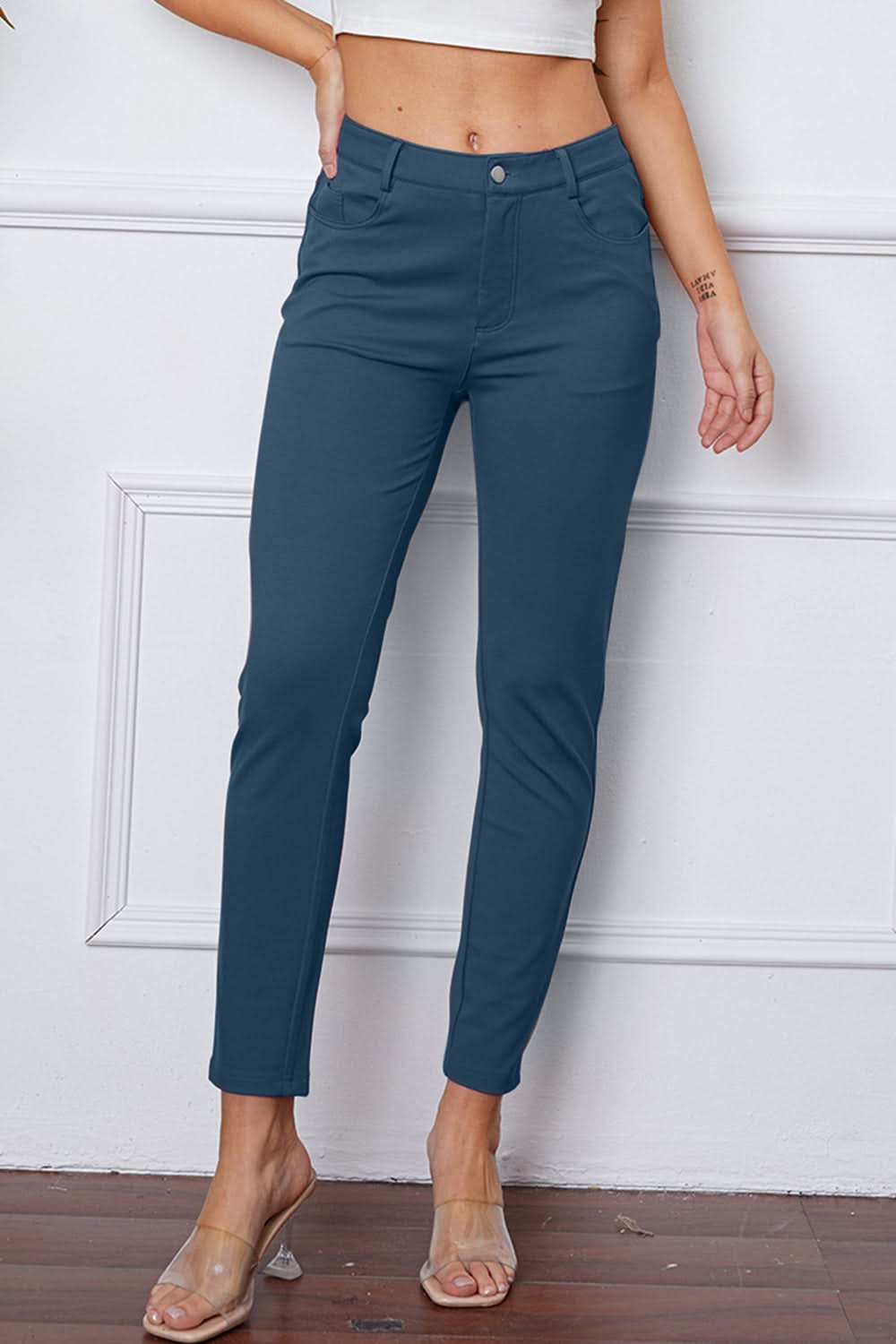 StretchyStitch Pants by Basic Bae Dusty Blue