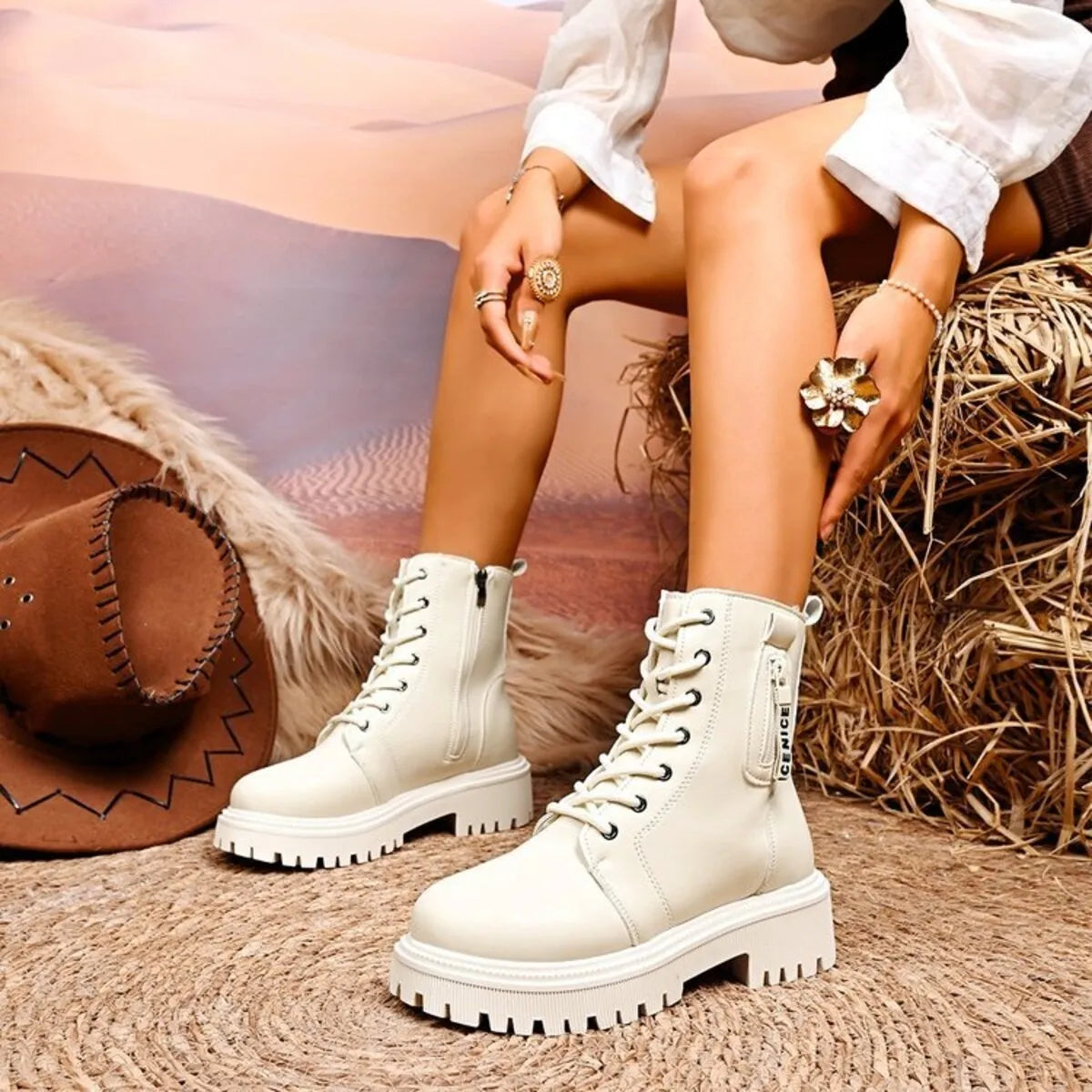 Lace-Up Platform Boots