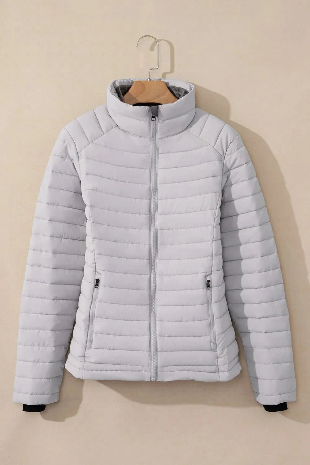 Turtleneck Zip Up Long Sleeve Jacket Gray