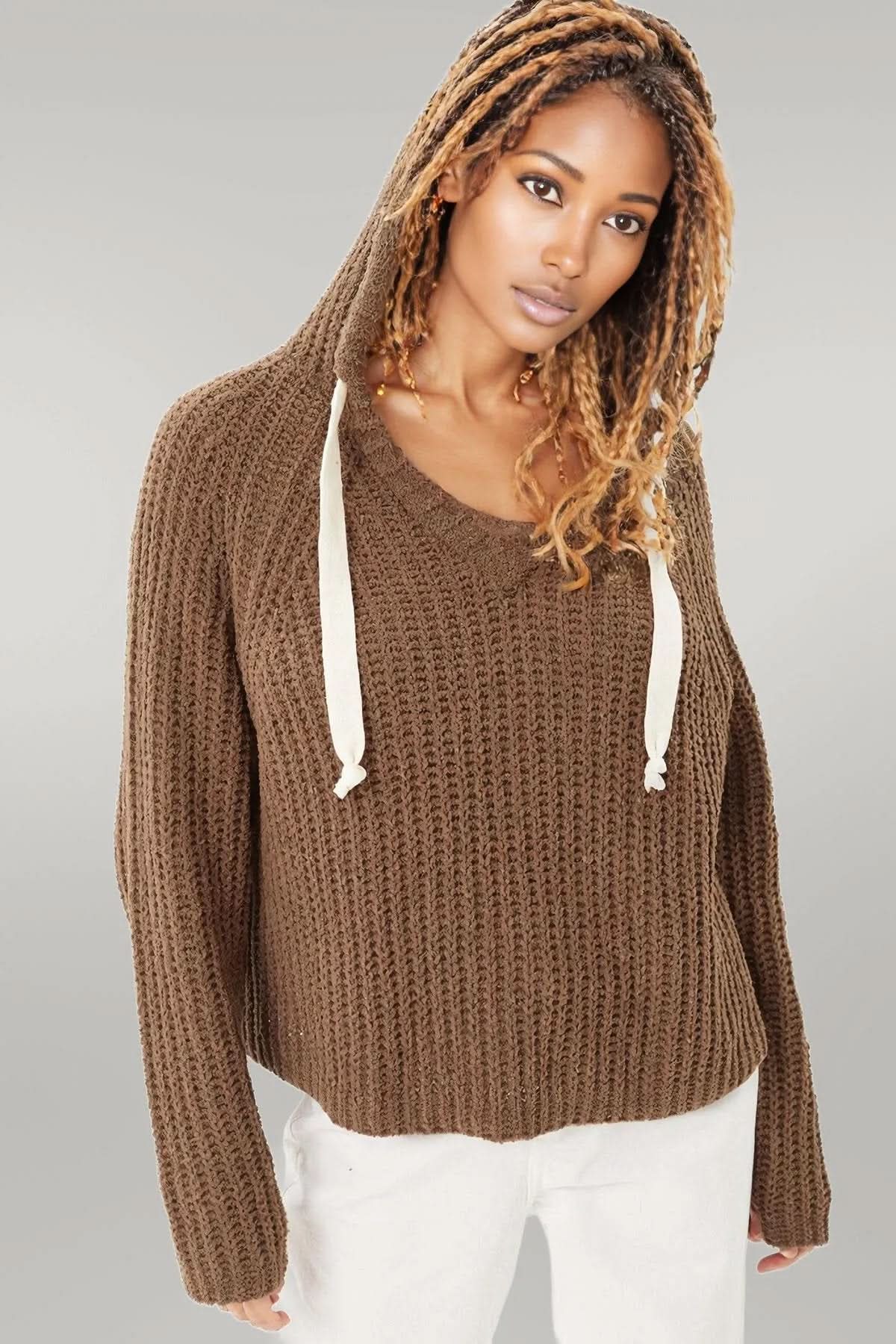 Pullover Hoodie Sweater Top Coco Brown