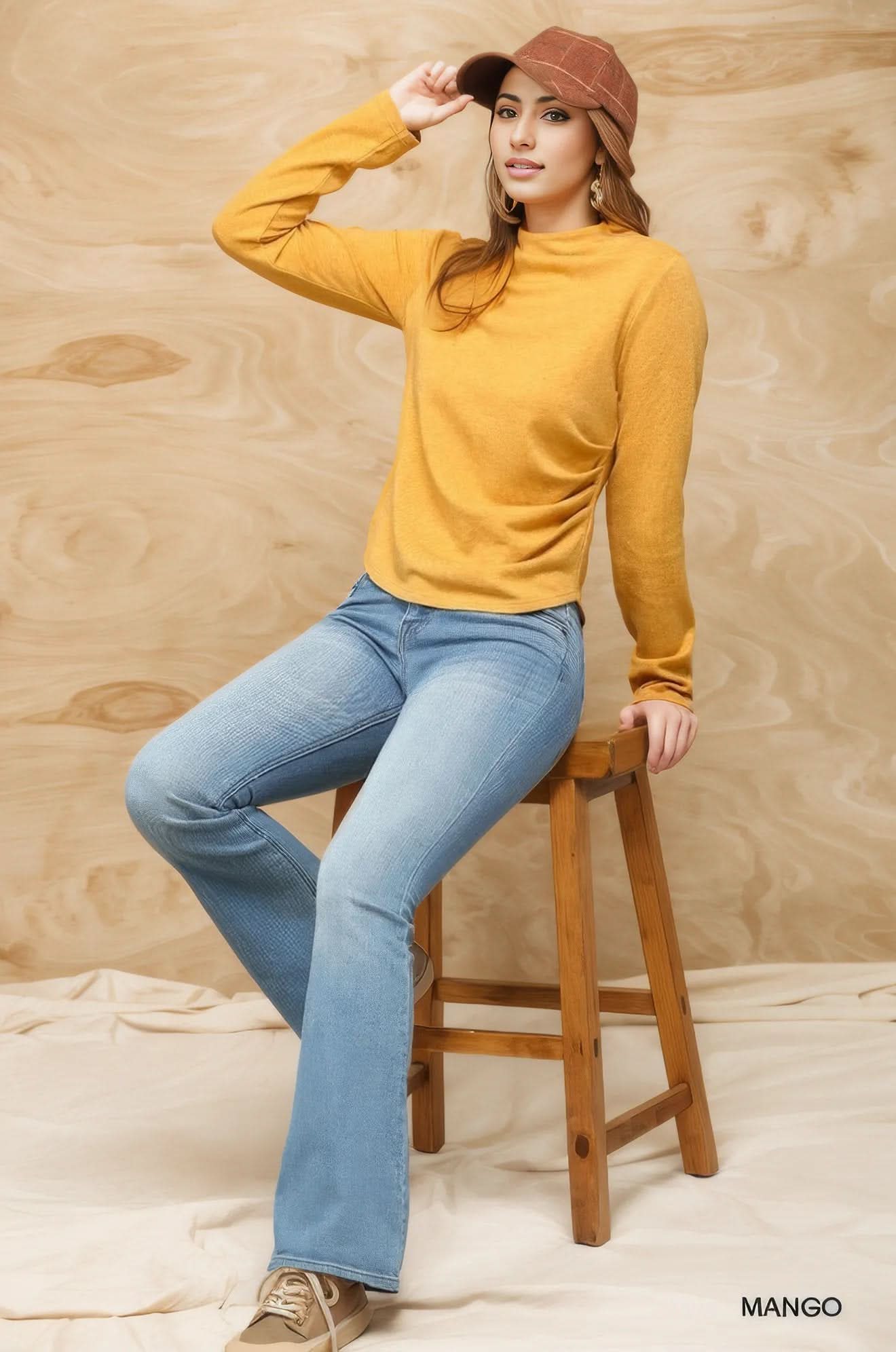 Solid And Cozy Soft Knit Mock Neck Top With Side Ruched Detail