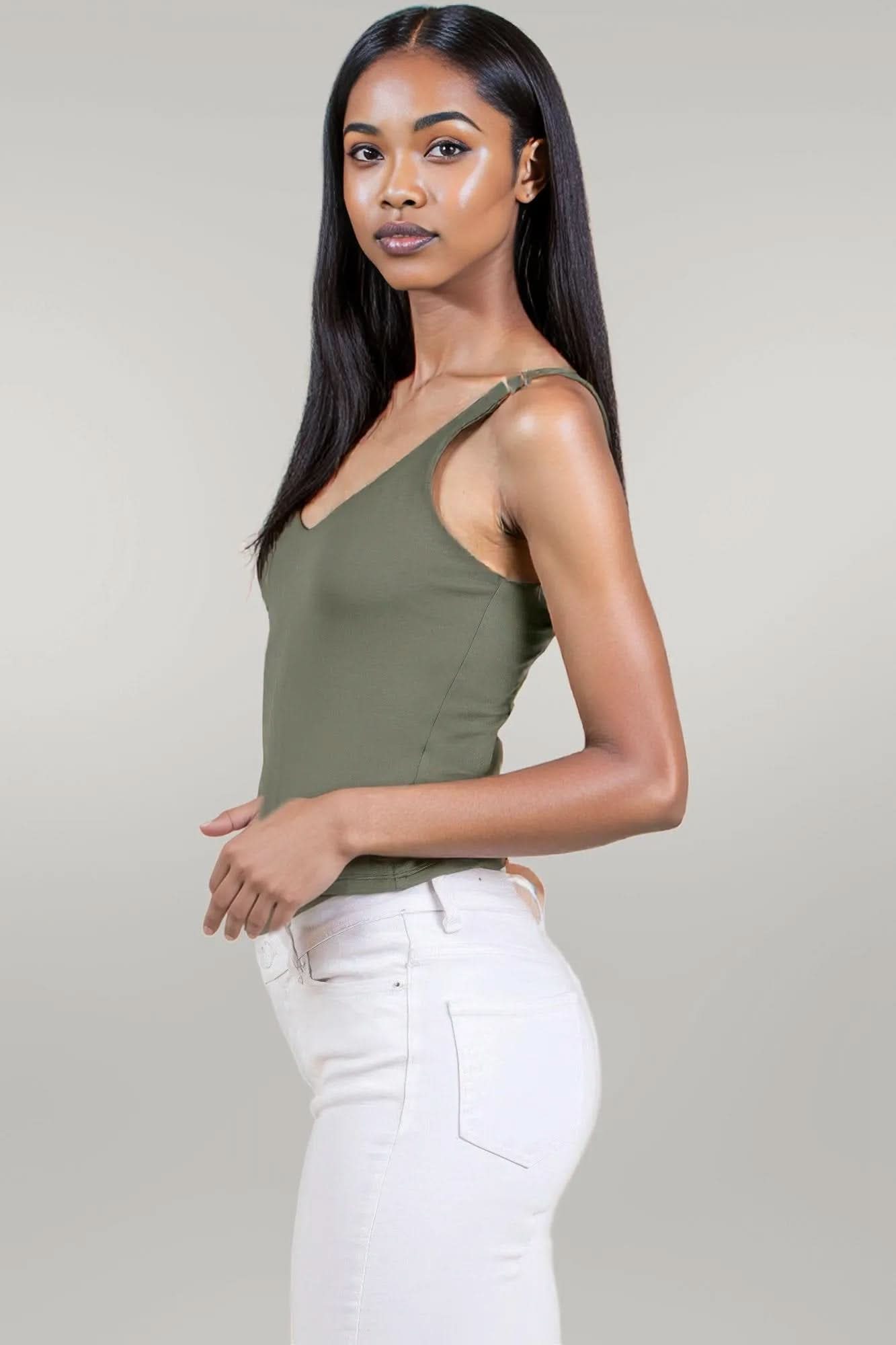 V-neck Basic Double Layers Tank Top