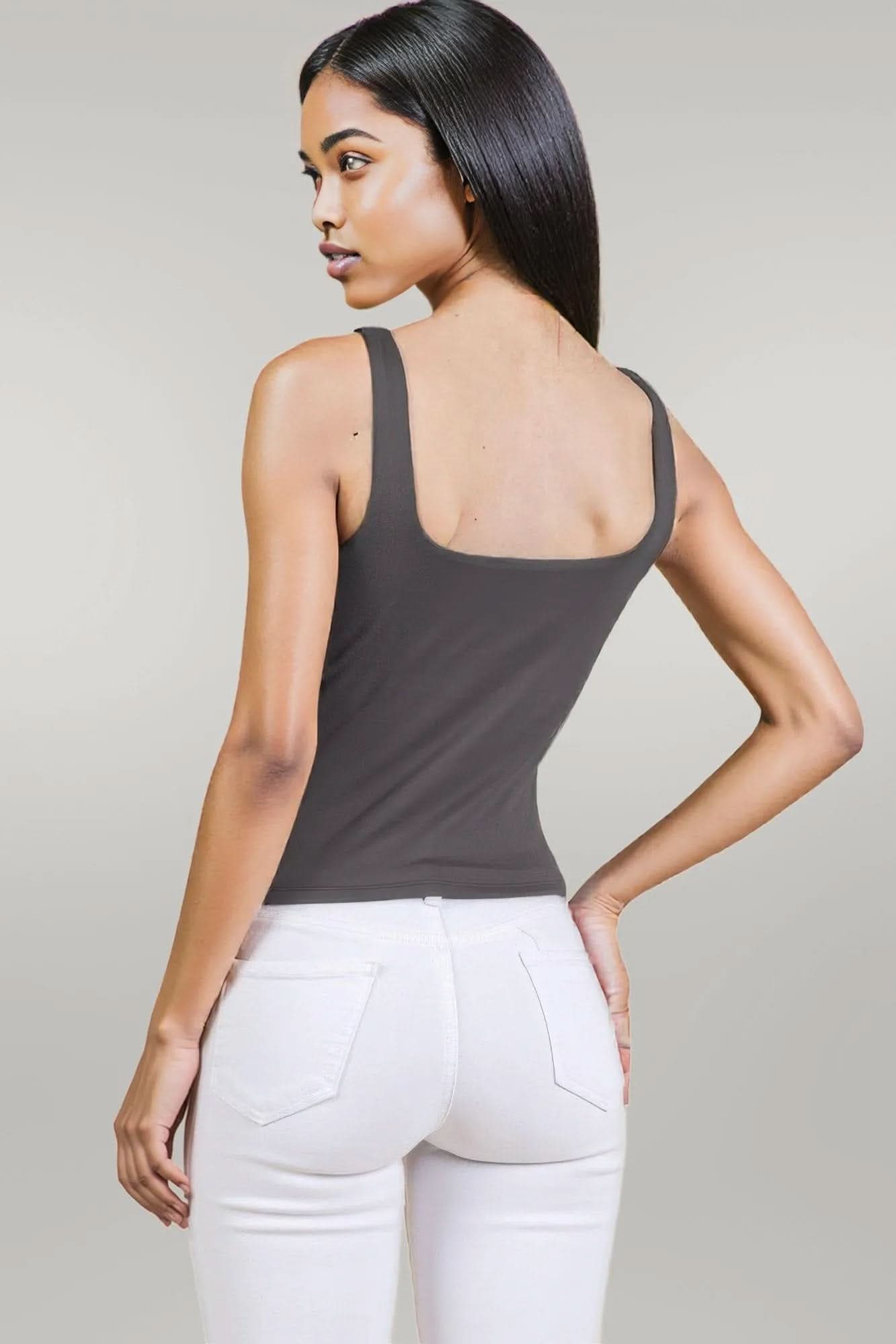 V-neck Basic Double Layers Tank Top