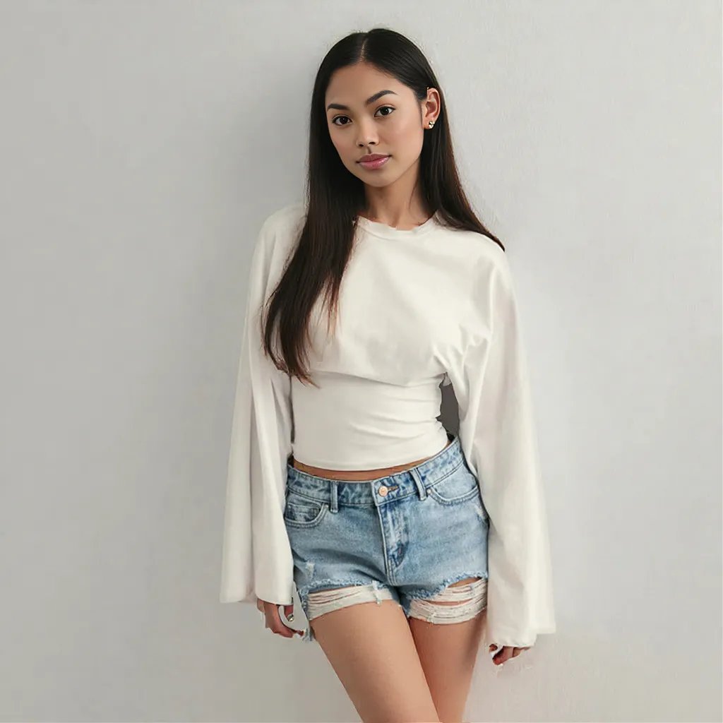 Solid Color Waist Tight Slimming Long Sleeve White