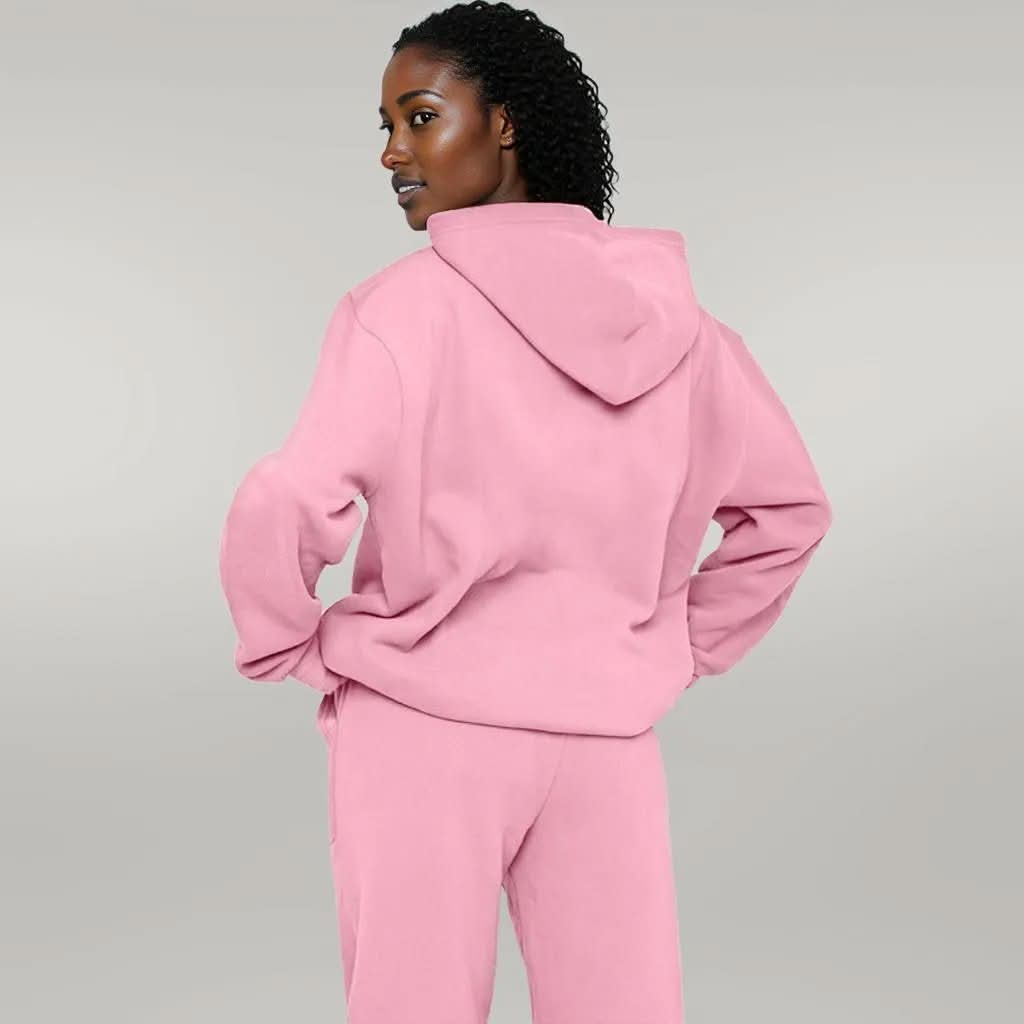 Solid Color Hooded Sweater Pants Set Women