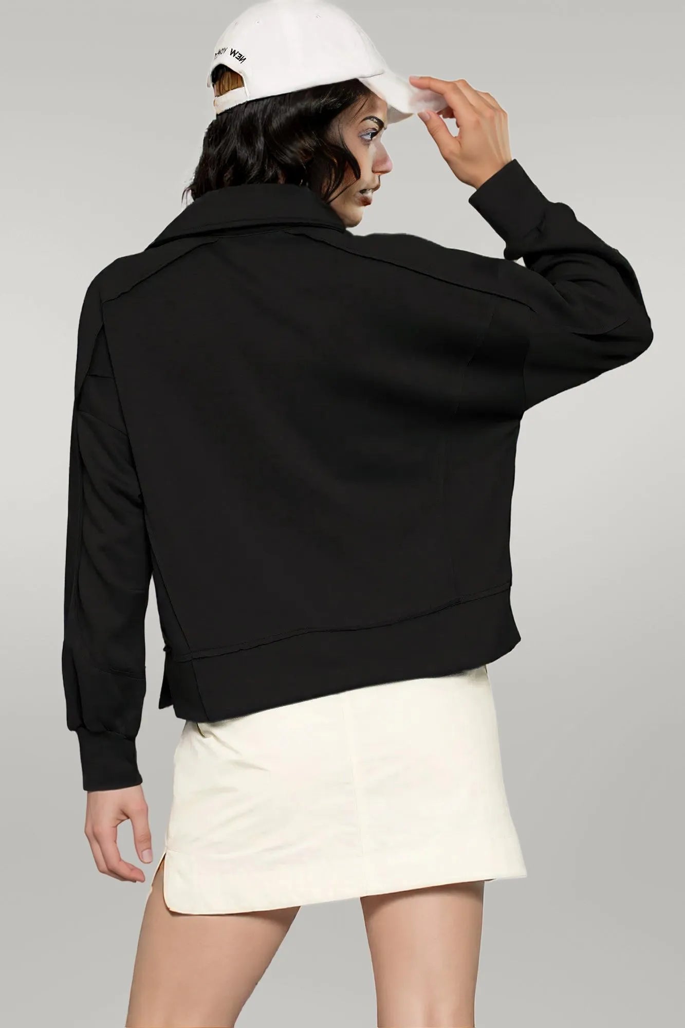 Umgee Collared Neck Long Sleeve Top with Raw Hem Detail