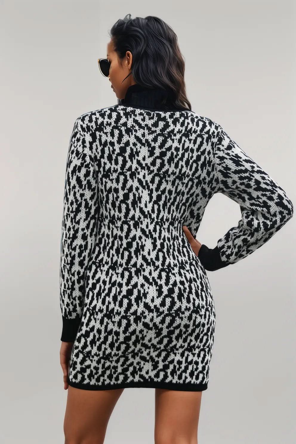 Heathered Turtleneck Mini Sweater Dress