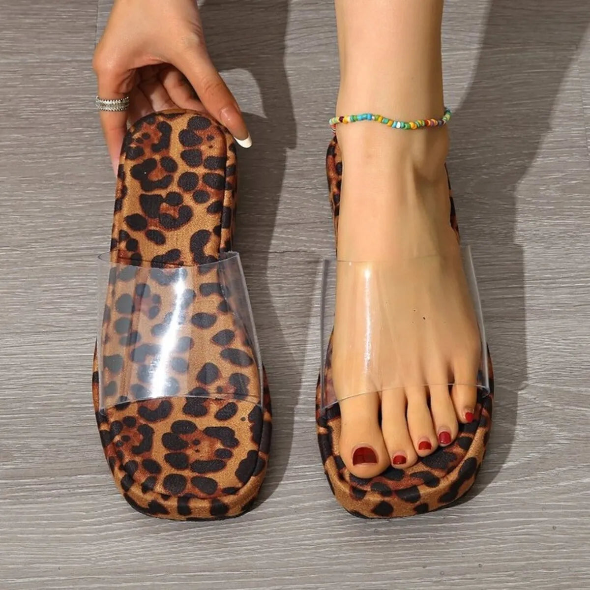 Leopard Open Toe Platform Sandals