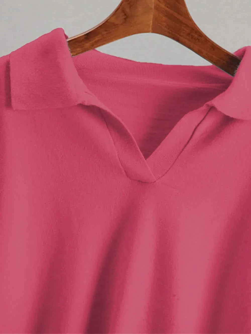 Johnny Collar Long Sleeve Top and Pants Sweater Set Hot Pink One Size