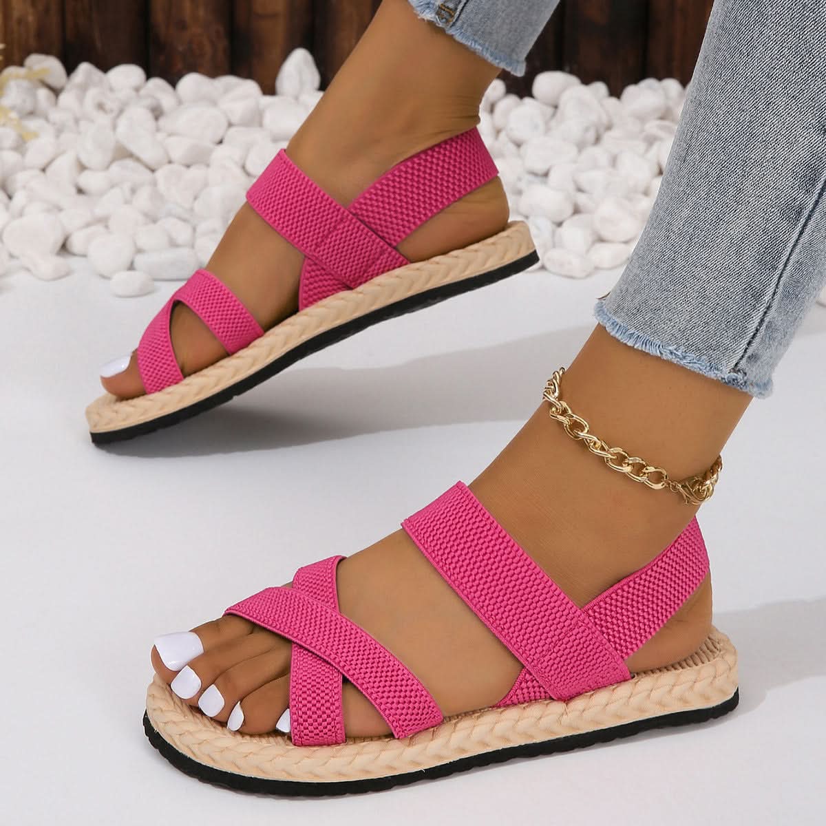Crisscross Open Toe Flat Sandals