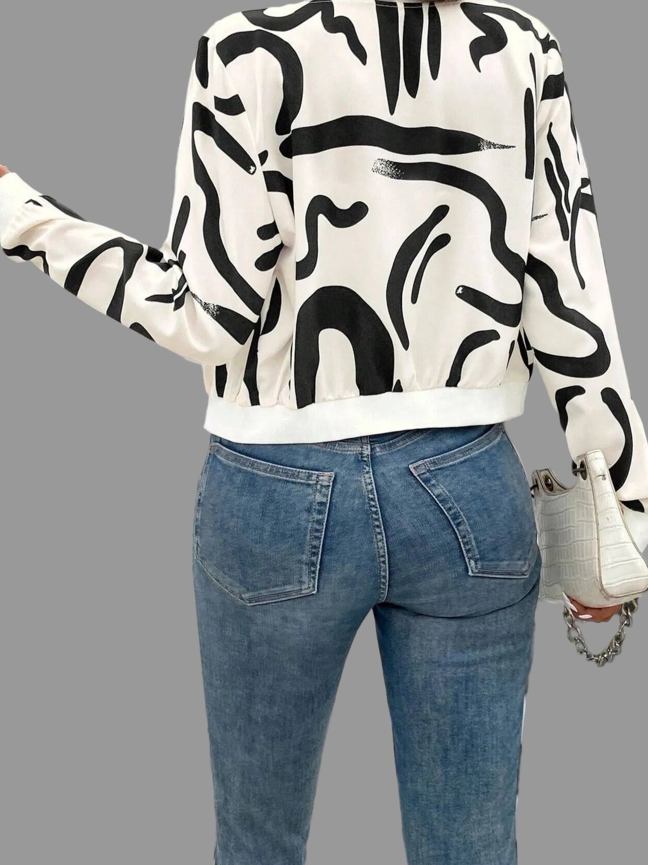 Number Print Zip Up Jacket