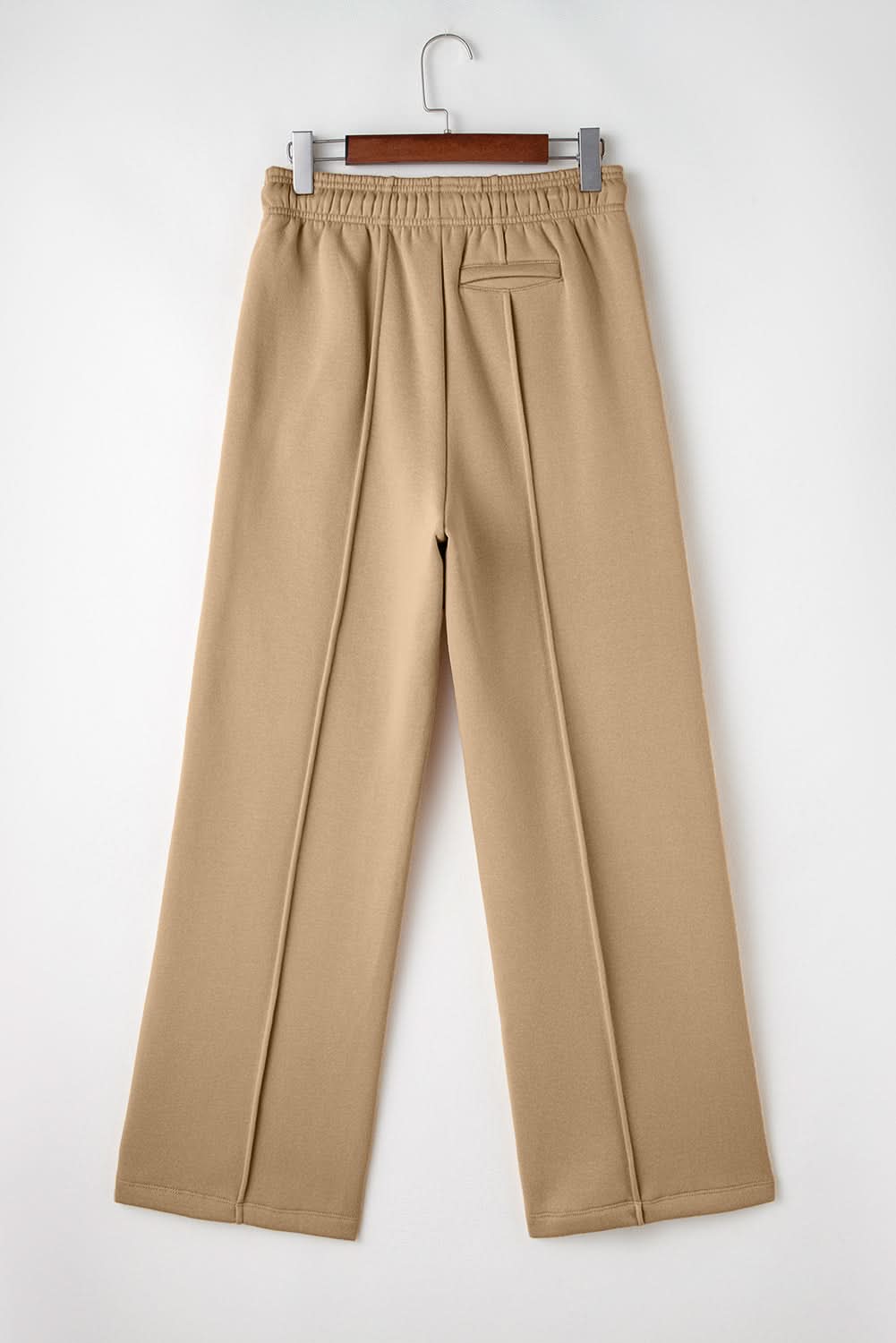 Smoke Gray Exposed Seam Drawstring High Waist Wide Leg Pants Smoke Gray 50%Polyester+50%Cotton