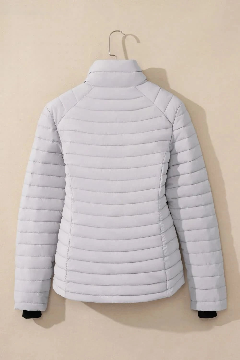 Turtleneck Zip Up Long Sleeve Jacket Gray